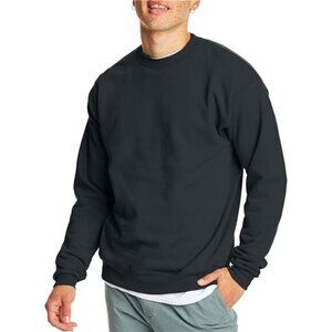 Black Men's Fleece Sweatshirt Cotton Blend Pullover, Crewneck Sweatshirt for Men